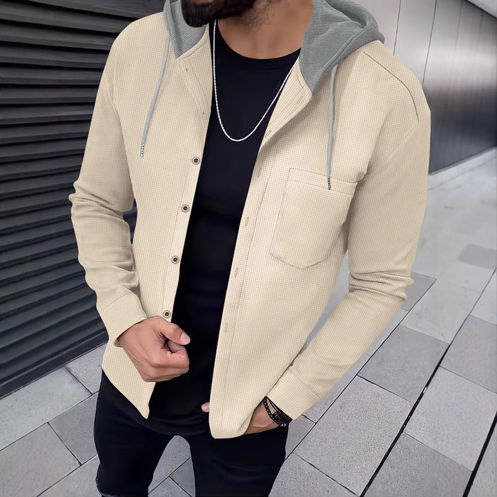 Men's leisure shirts with hood and textured design Lisslune