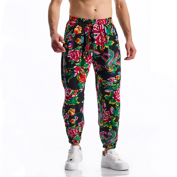 Men's leisure pants with floral design Lisslune