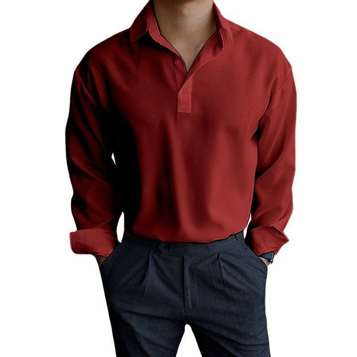 Men's long-sleeve shirt with modern polo collar and elegant fit Lisslune