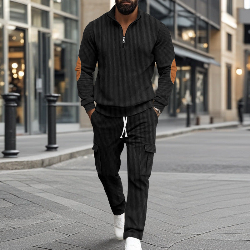 Men's sporty leisure set with zipper and practical pockets Lisslune
