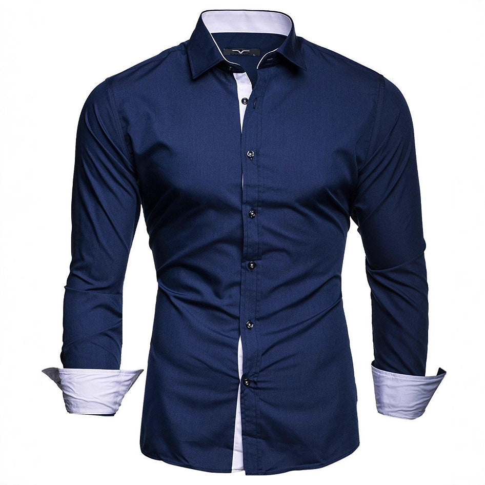 Men's long-sleeve shirt with elegant contrast finishing and modern slim-fit cut Lisslune