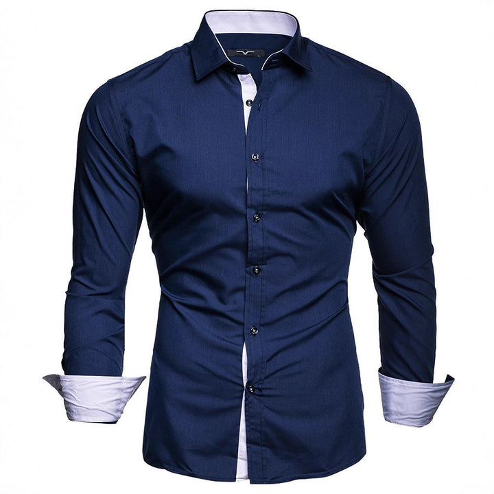 Men's long-sleeve shirt with elegant contrast finishing and modern slim-fit cut Lisslune