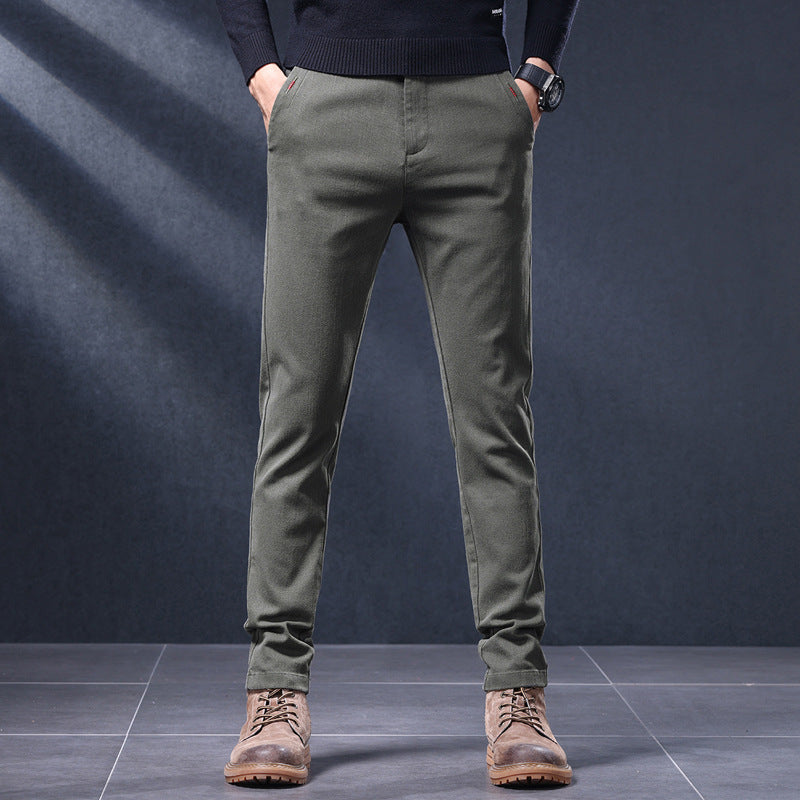 Men's Comfortable Chino Pants with Elastic Waistband and Side Pockets Lisslune