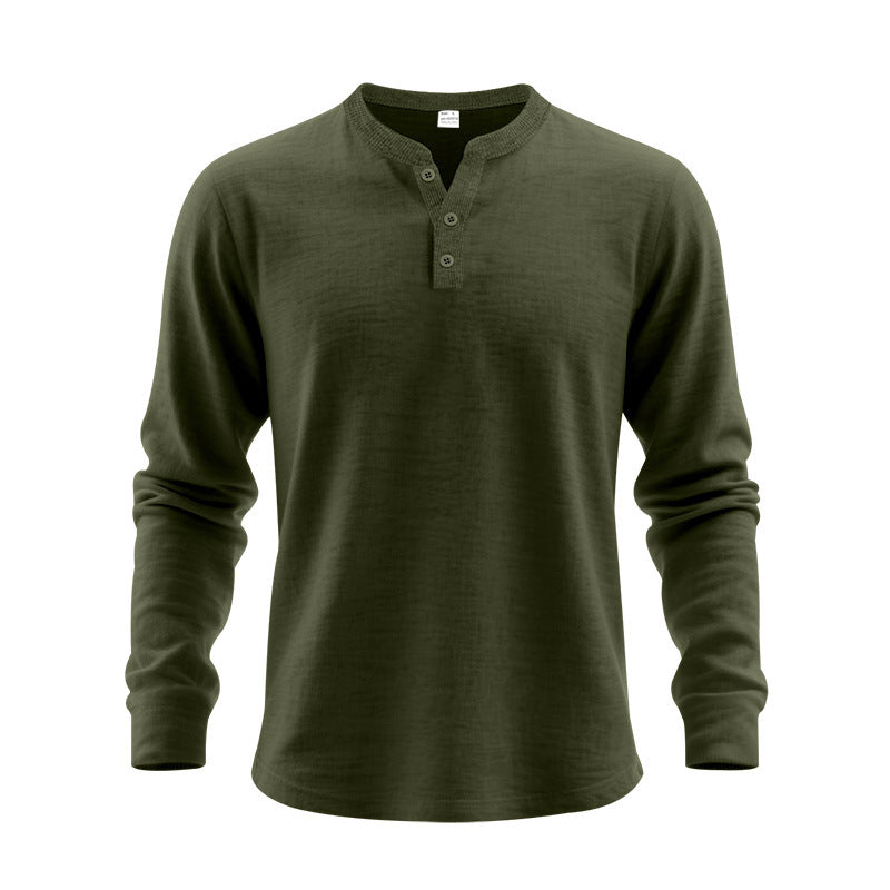 Men's Long Sleeve Henley Shirt made of soft waffle material Lisslune