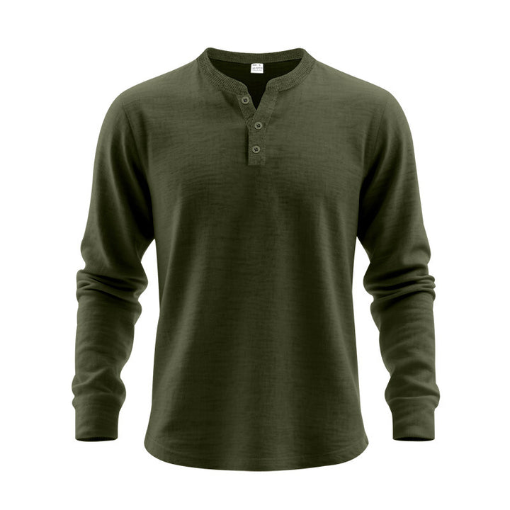 Men's Long Sleeve Henley Shirt made of soft waffle material Lisslune