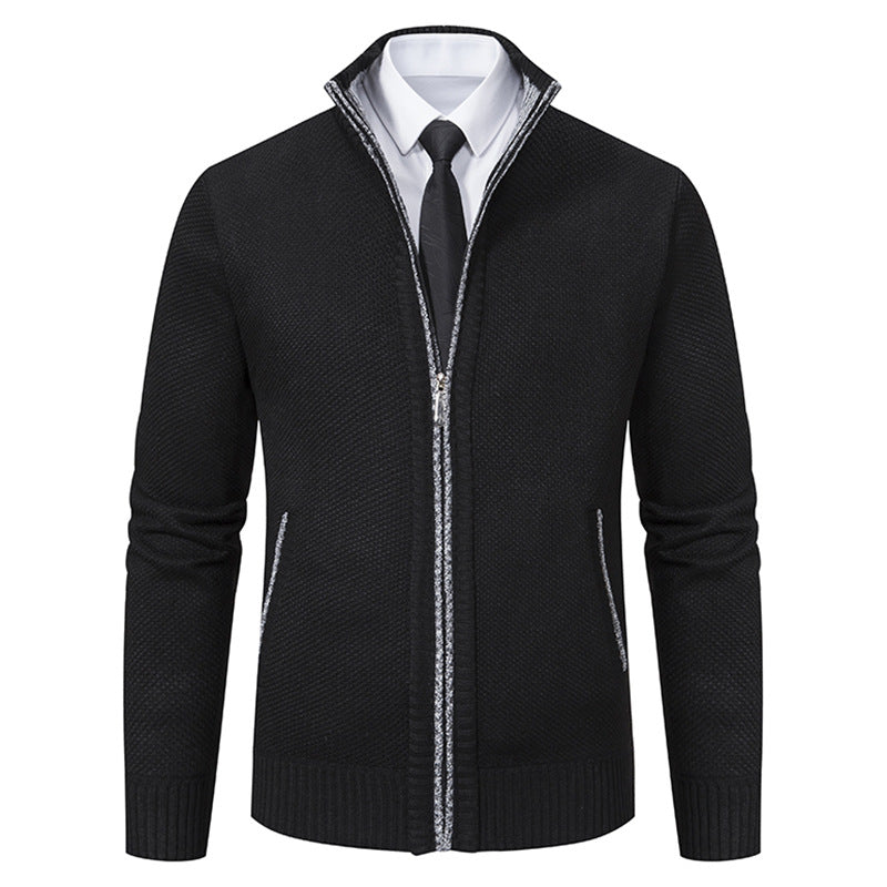 Men's elegant cardigan with high collar and practical zipper Lisslune