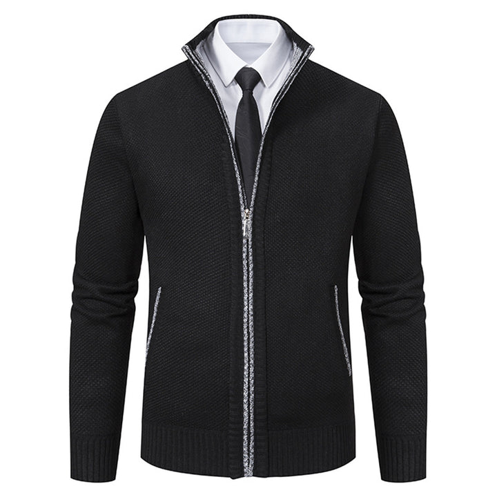 Men's elegant cardigan with high collar and practical zipper Lisslune
