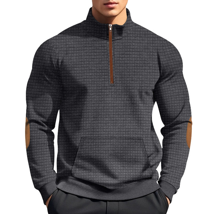 Men's sporty sweater with half zipper and structured surface Lisslune