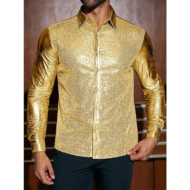 Men's elegant sequined shirt with luxurious flock pattern Lisslune
