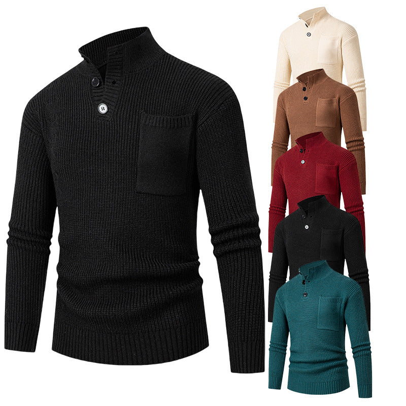 Men's High-Quality Sweater with Modal Pattern and Chest Pocket Lisslune