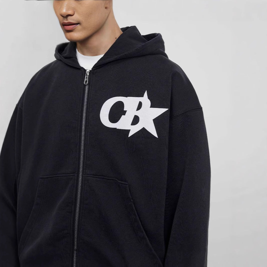 Men's hooded sweatshirt jacket with stylish logo and comfortable waistband Lisslune