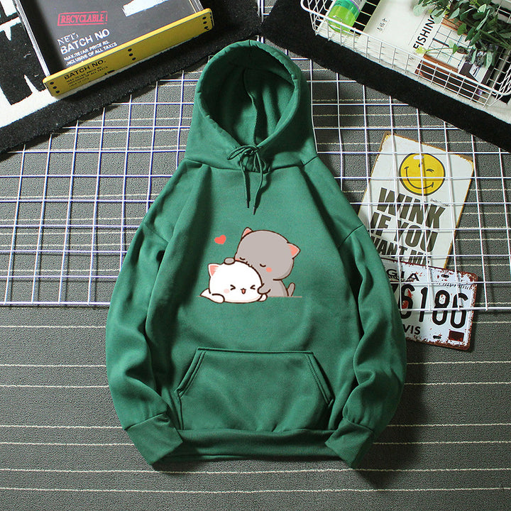 Women's hoodie with playful cat motif and comfortable fit Lisslune