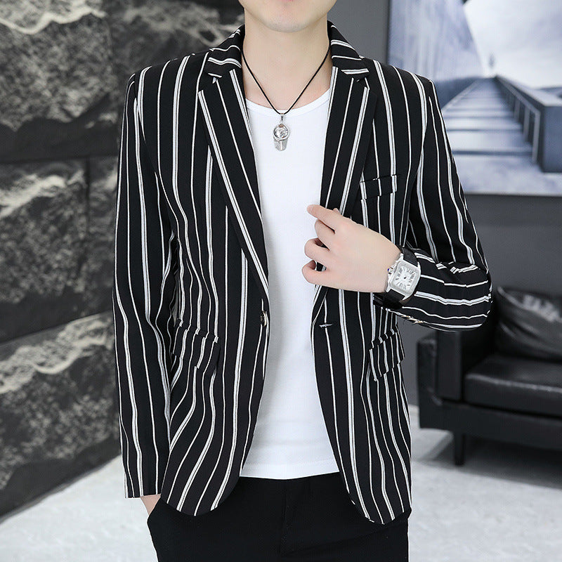 Men's striped blazer jacket with modern cut and elegant details Lisslune
