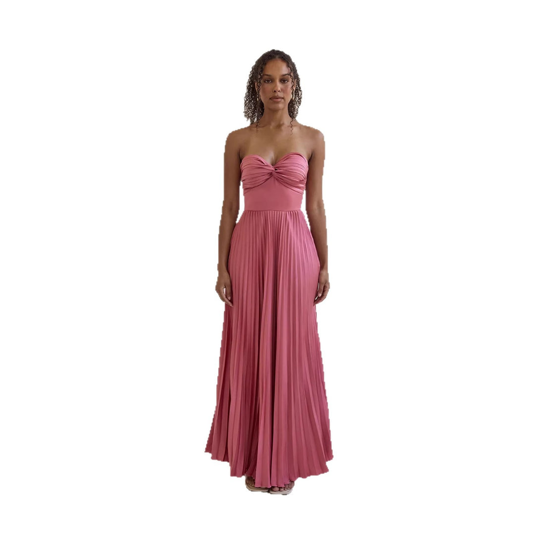 Women's Long-Sleeved Pleated Dress with Elegant Top and Flowing Skirt Lune London