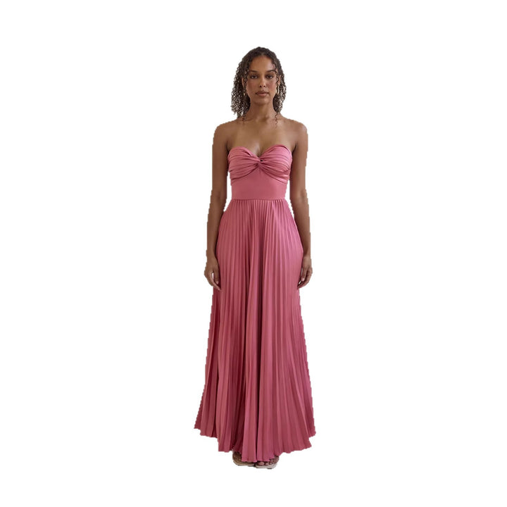 Women's Long-Sleeved Pleated Dress with Elegant Top and Flowing Skirt Lune London