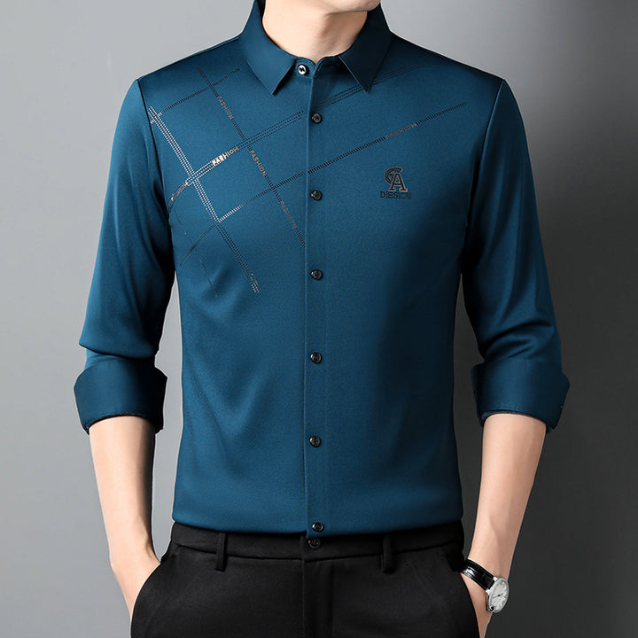 Men's elegant long-sleeve shirt with modern graphic design Lisslune