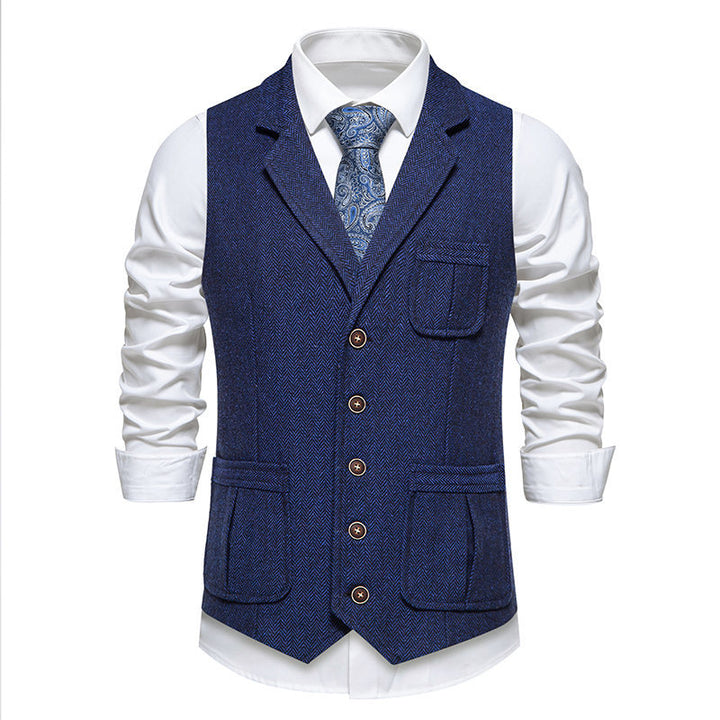 Men's suit vest in classic herringbone design with practical pockets Lisslune