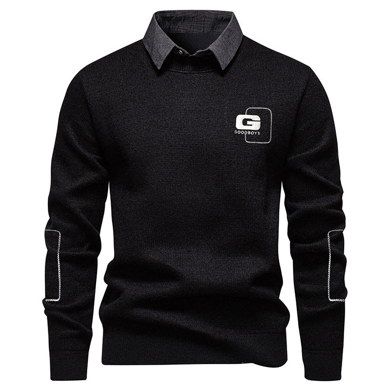 Men's elegant sweater with collar and fine knit pattern Lisslune