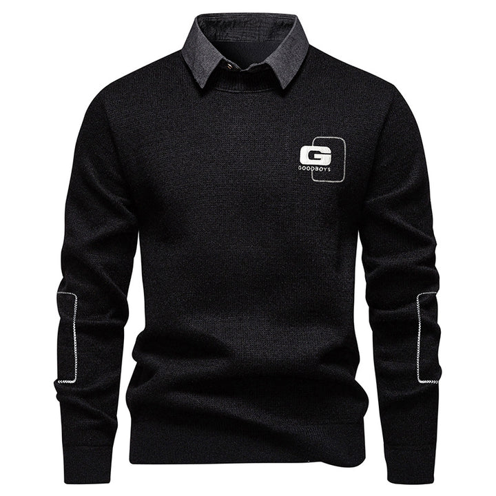 Men's elegant sweater with collar and fine knit pattern Lisslune