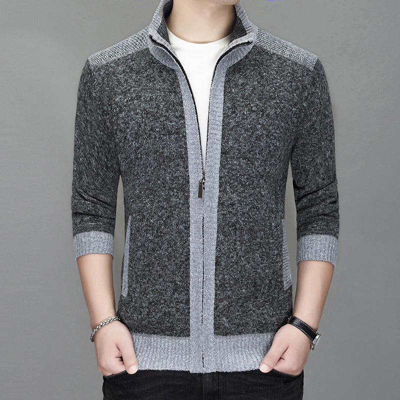 Men's cardigan with fashionable zipper and high collar Lisslune