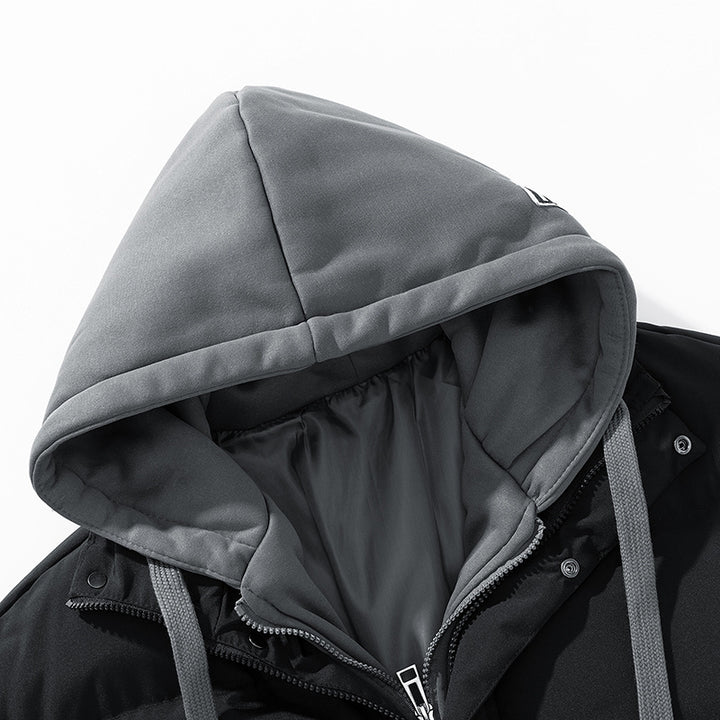 Men's insulated quilted jacket with adjustable hood and elastic cuffs Lisslune