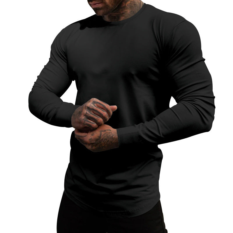 Men's long-sleeve T-shirt made of cotton blend with elastic fit and moisture-wicking technology Lisslune