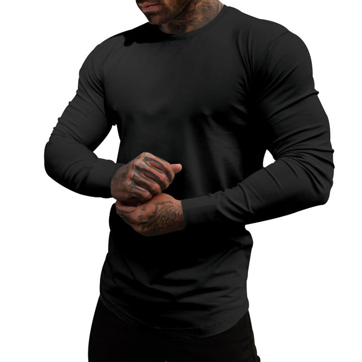 Men's long-sleeve T-shirt made of cotton blend with elastic fit and moisture-wicking technology Lisslune