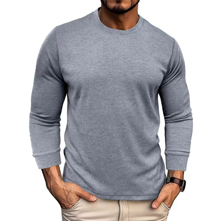 Men's Fashion Long Sleeve Shirt with Textured Ribbed Look Lisslune