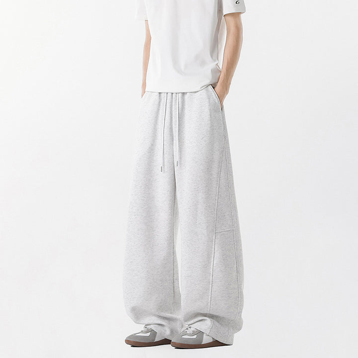 Men's casual, wide-cut leisure pants with elastic waistband and practical side pockets Lisslune
