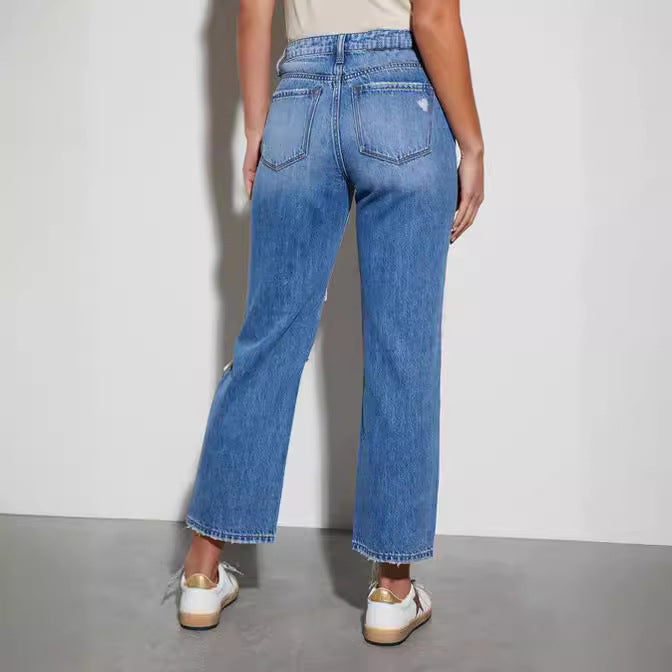 Women's Destroyed Jeans in trendy Bootcut style Lisslune