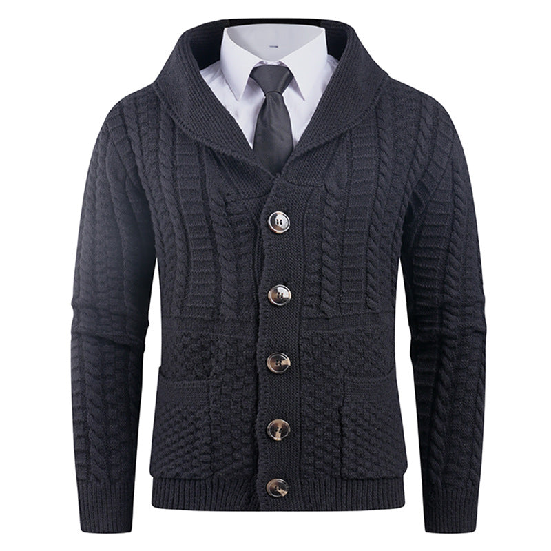 Men's cardigan with modern shawl collar and practical buttons Lisslune