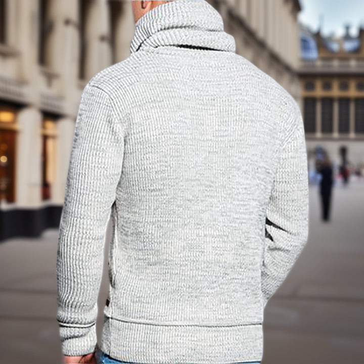Men's hooded sweatshirt with coarse knit pattern and practical kangaroo pockets Lisslune