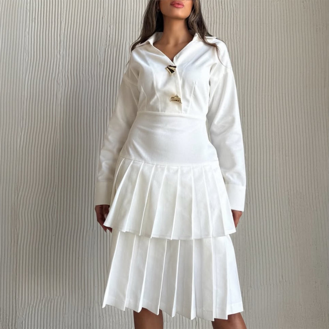Women's shirt dress with pleated hem and stylish button details