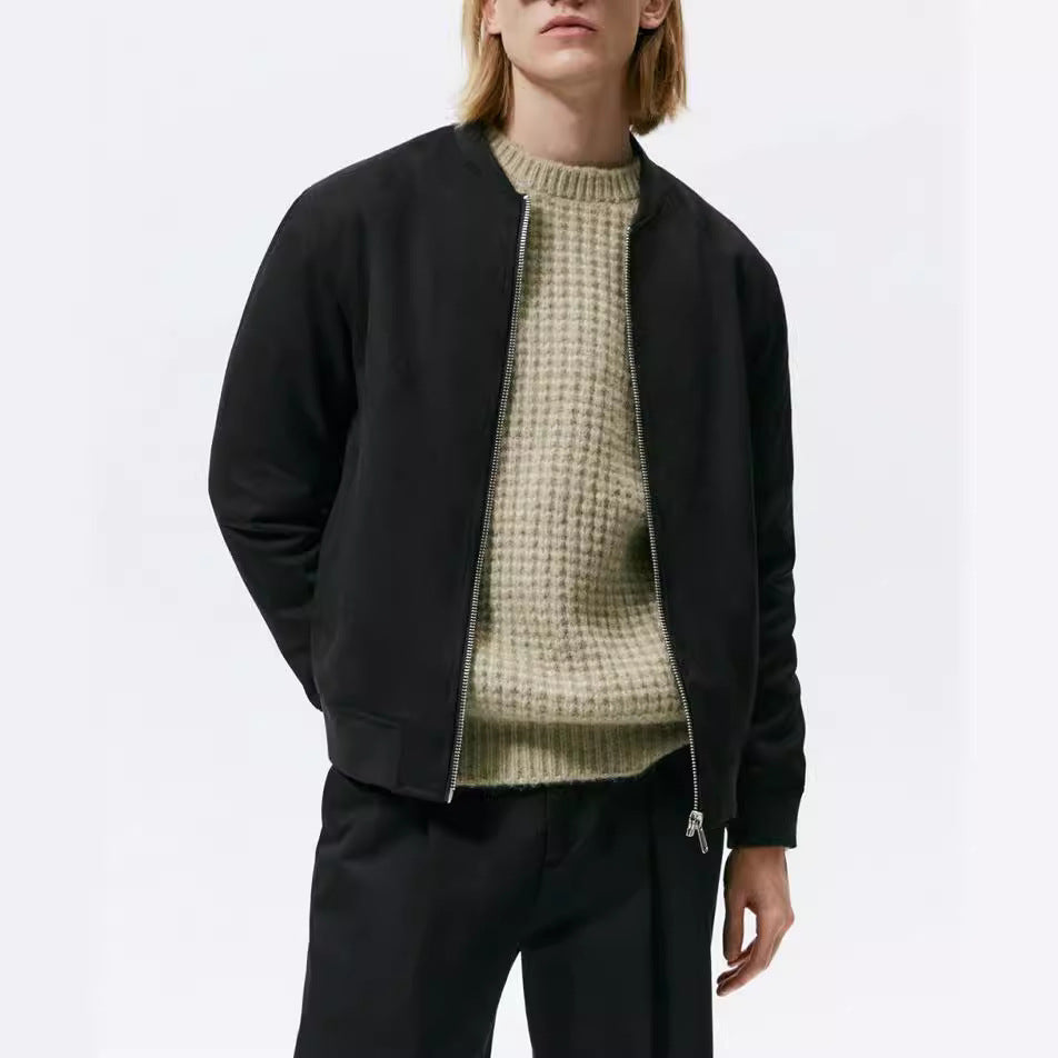 Men's Casual Elegant Sweat Jacket with Round Neck and Side Pockets Lisslune