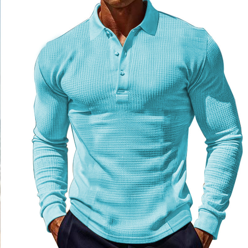 Men's long-sleeved polo shirt with textured design Lisslune