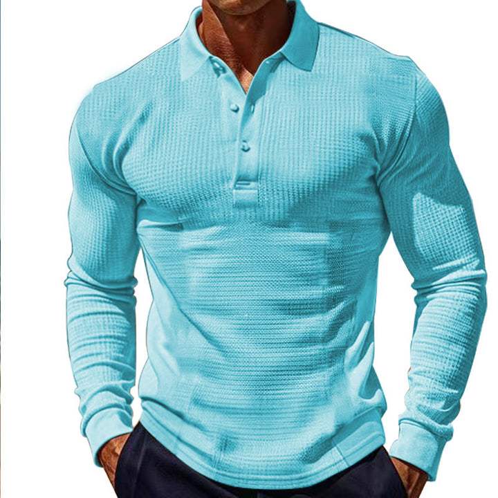 Men's long-sleeved polo shirt with textured design Lisslune