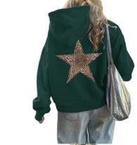 Women’s Hoodie with Eye-Catching Leopard Star Design Lisslune
