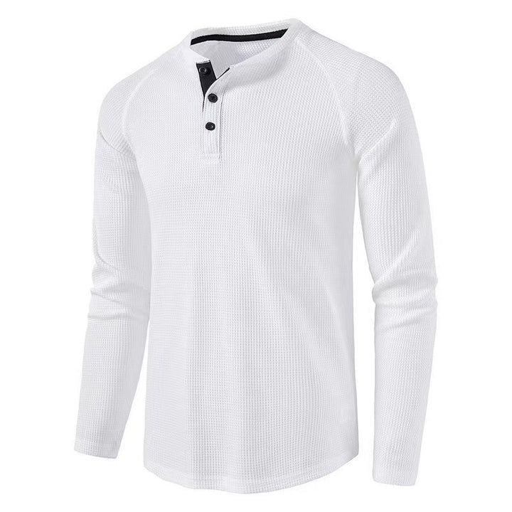 Men's Long Sleeve T-Shirt with Button Placket Lisslune