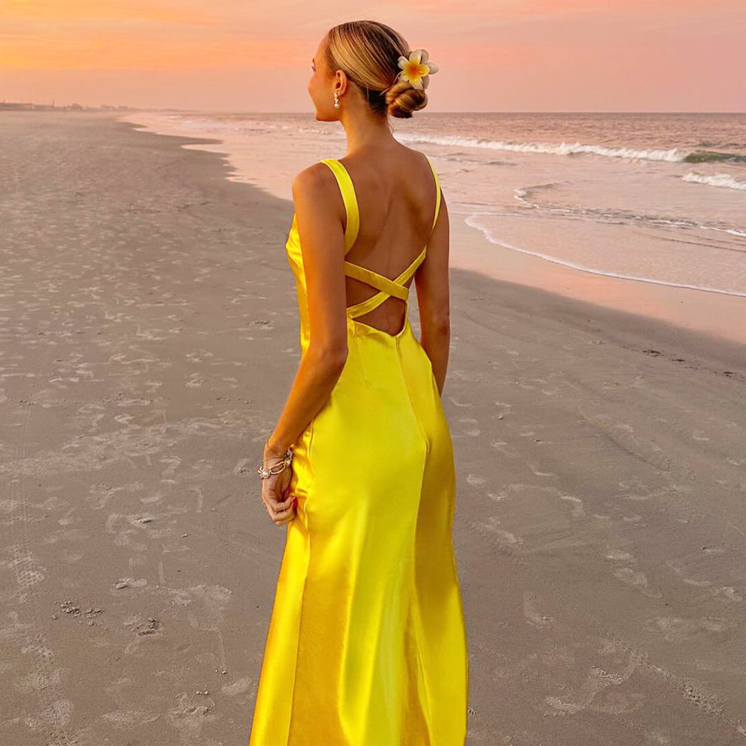 Women's Summer Maxi Dress with Elegant V-Neck and Flowing Silhouette Lisslune