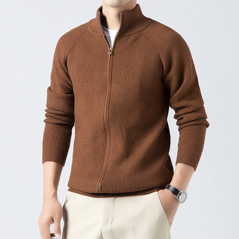 Men's Cardigan with High Collar and Full Zip Lisslune