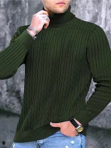 Men's turtleneck sweater with textured knit pattern Lisslune