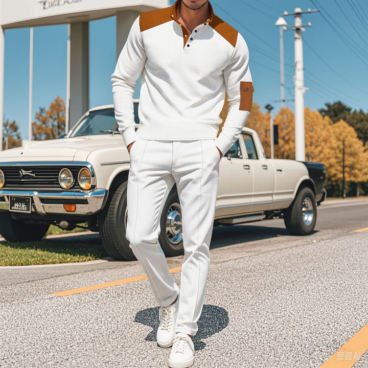 Men's Sporty Zip Set with Fashionable Accents and Structured Processing Lisslune