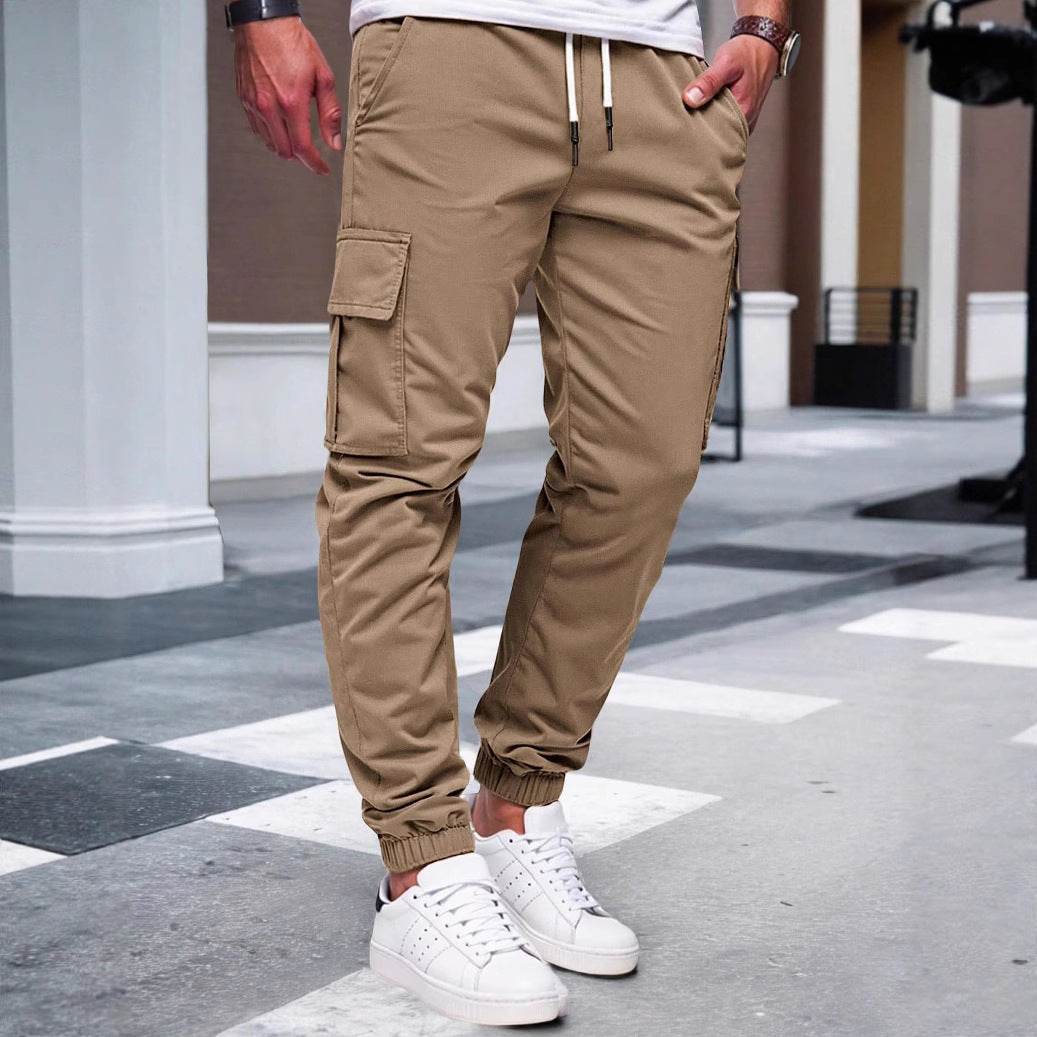 Men's Cargo Joggers with Elastic Waistband and Several Practical Pockets Lisslune