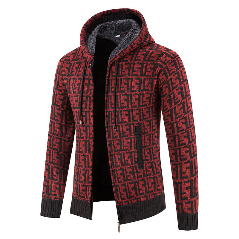 Men's High-Quality Cardigan with Modern Pattern and Hood Lisslune