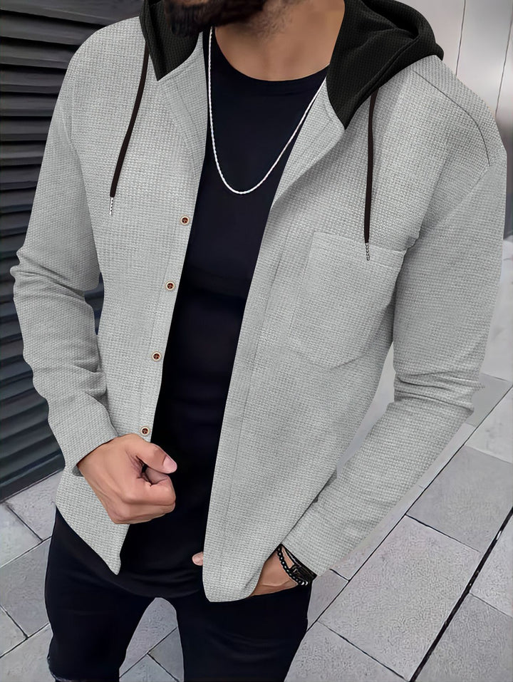 Men's leisure shirts with hood and textured design Lisslune