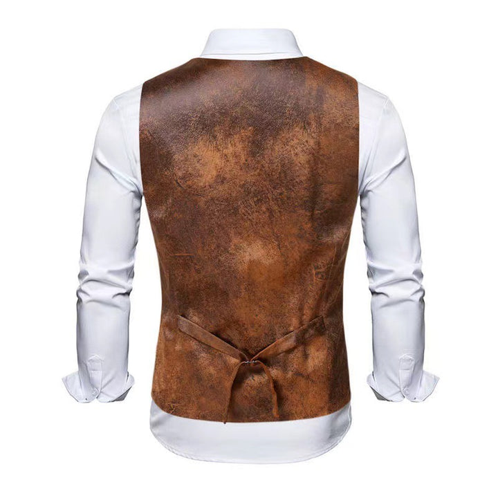 Men's stylish vest with leather accents and practical pockets Lisslune