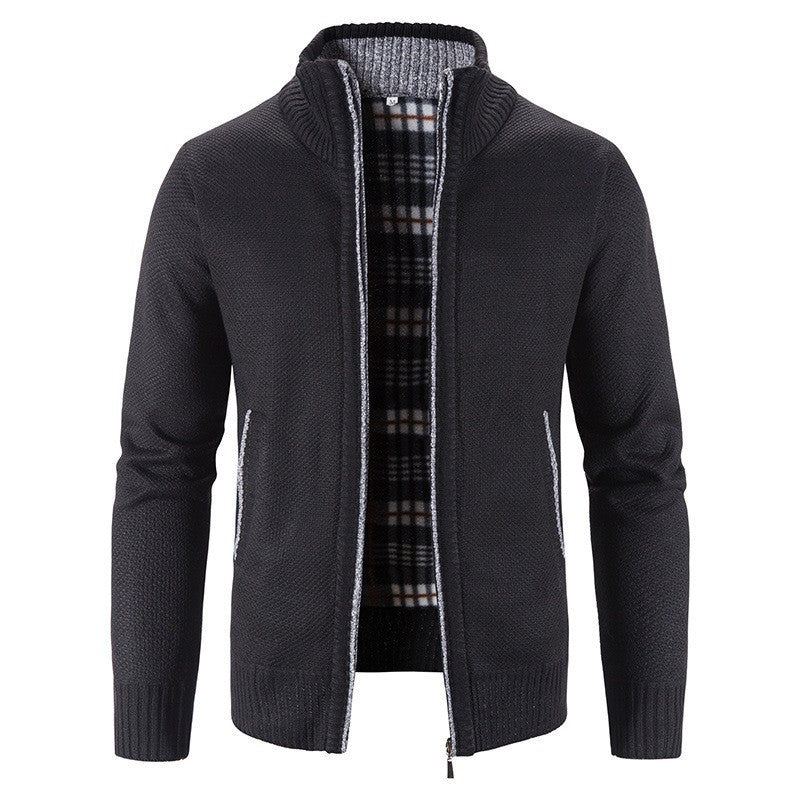 Men's Cardigan with High Collar and Luxurious Lining Lisslune