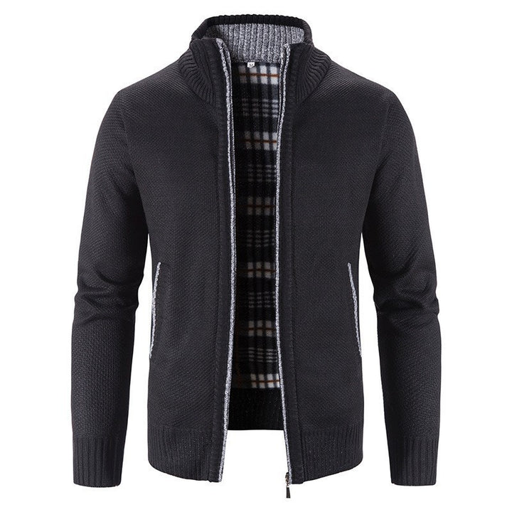 Men's Cardigan with High Collar and Luxurious Lining Lisslune