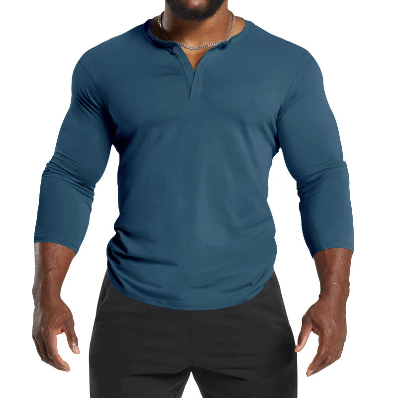 Men's Long Sleeve Henley Shirt with breathable material and modern fit Lisslune