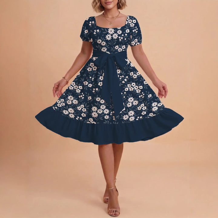 Women's floral dress with adjustable belt and voluminous sleeves Lisslune